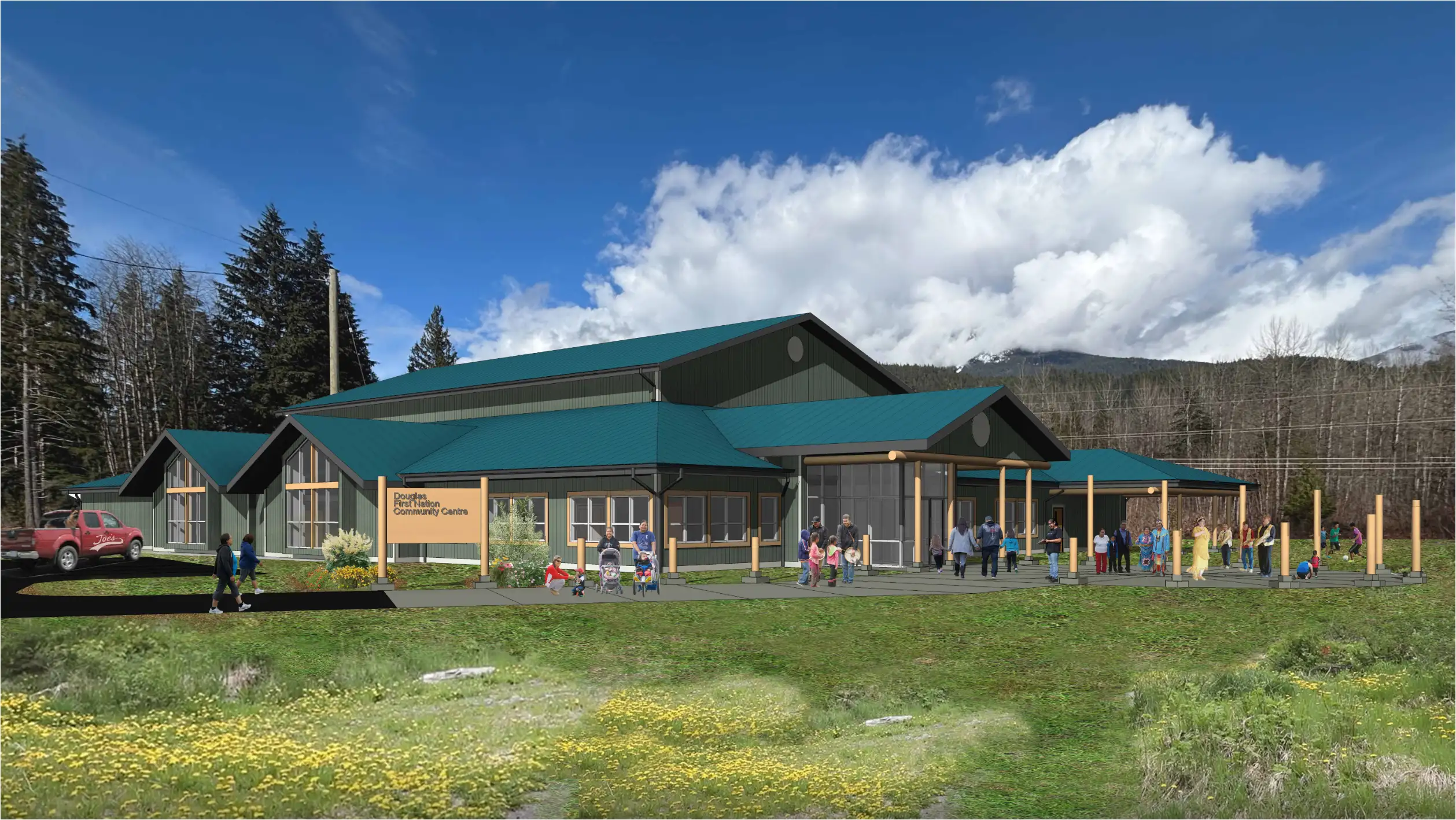 architectural 3d rendering of a community centre