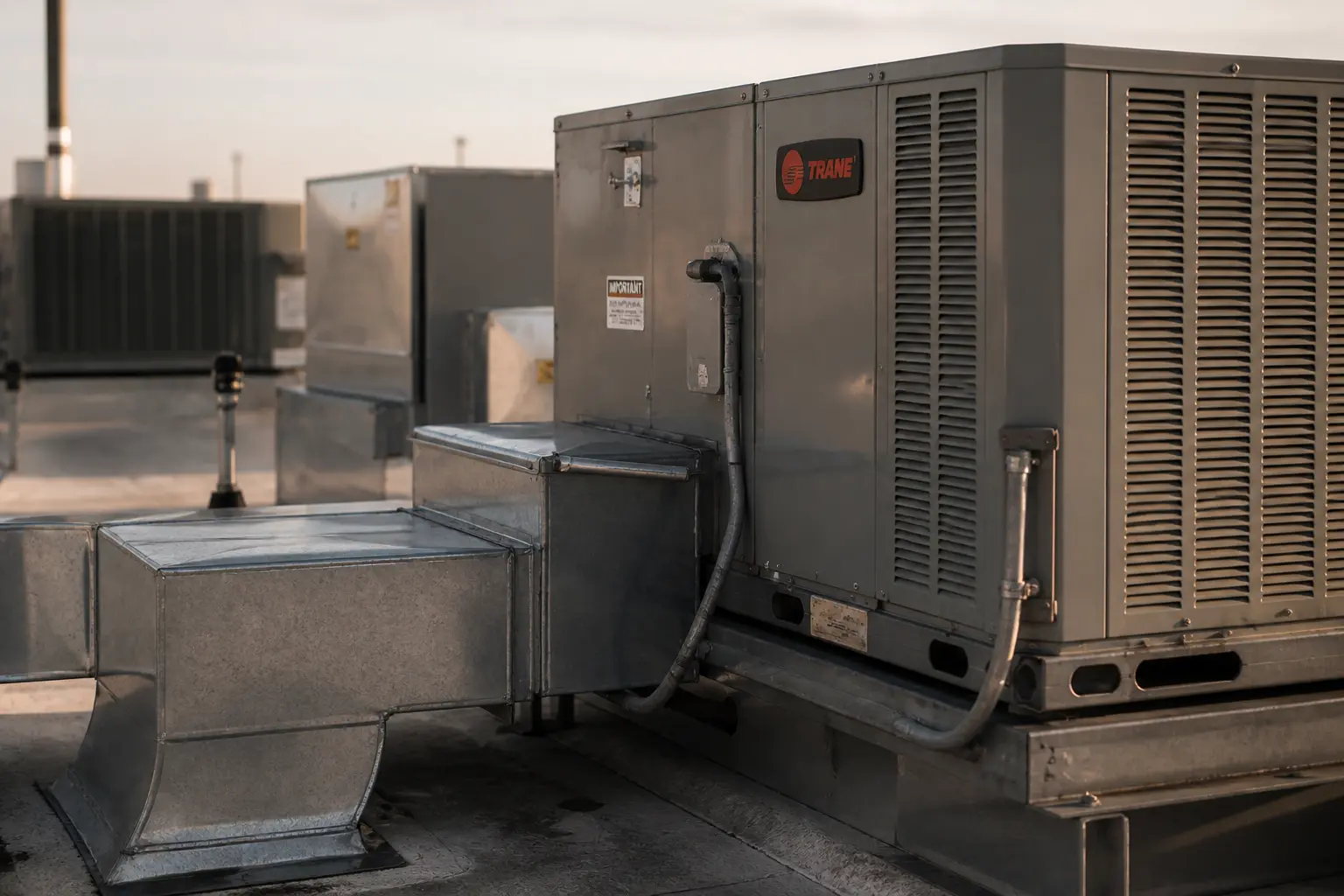 Industrial rooftop HVAC and ductwork