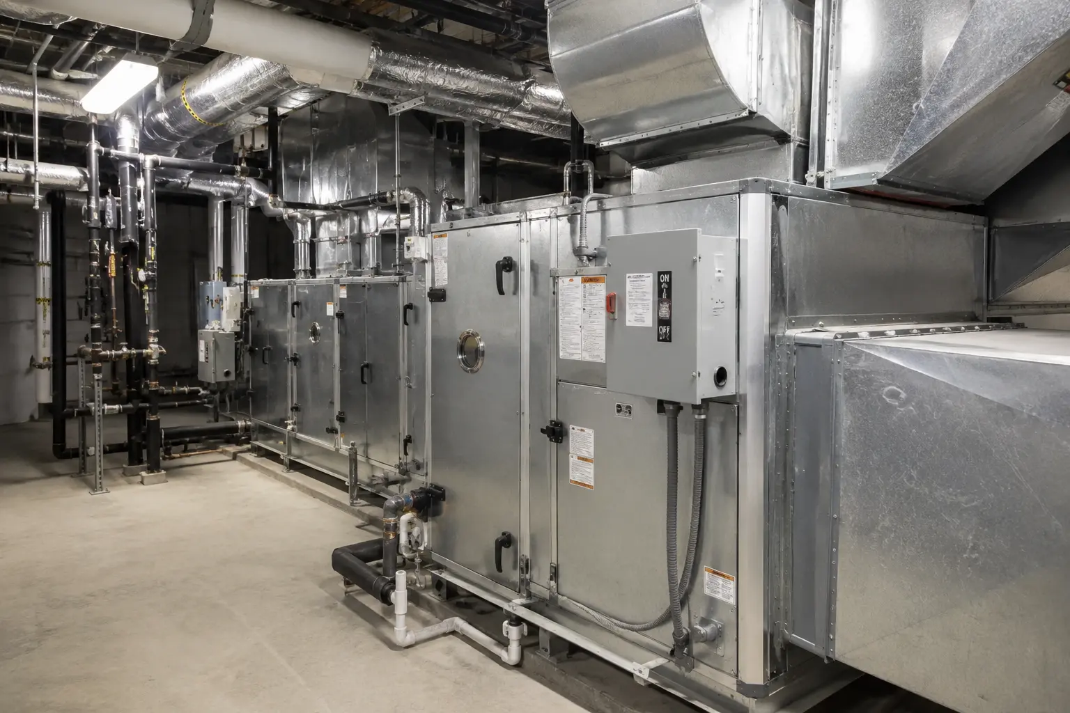Industrial HVAC plant interior details